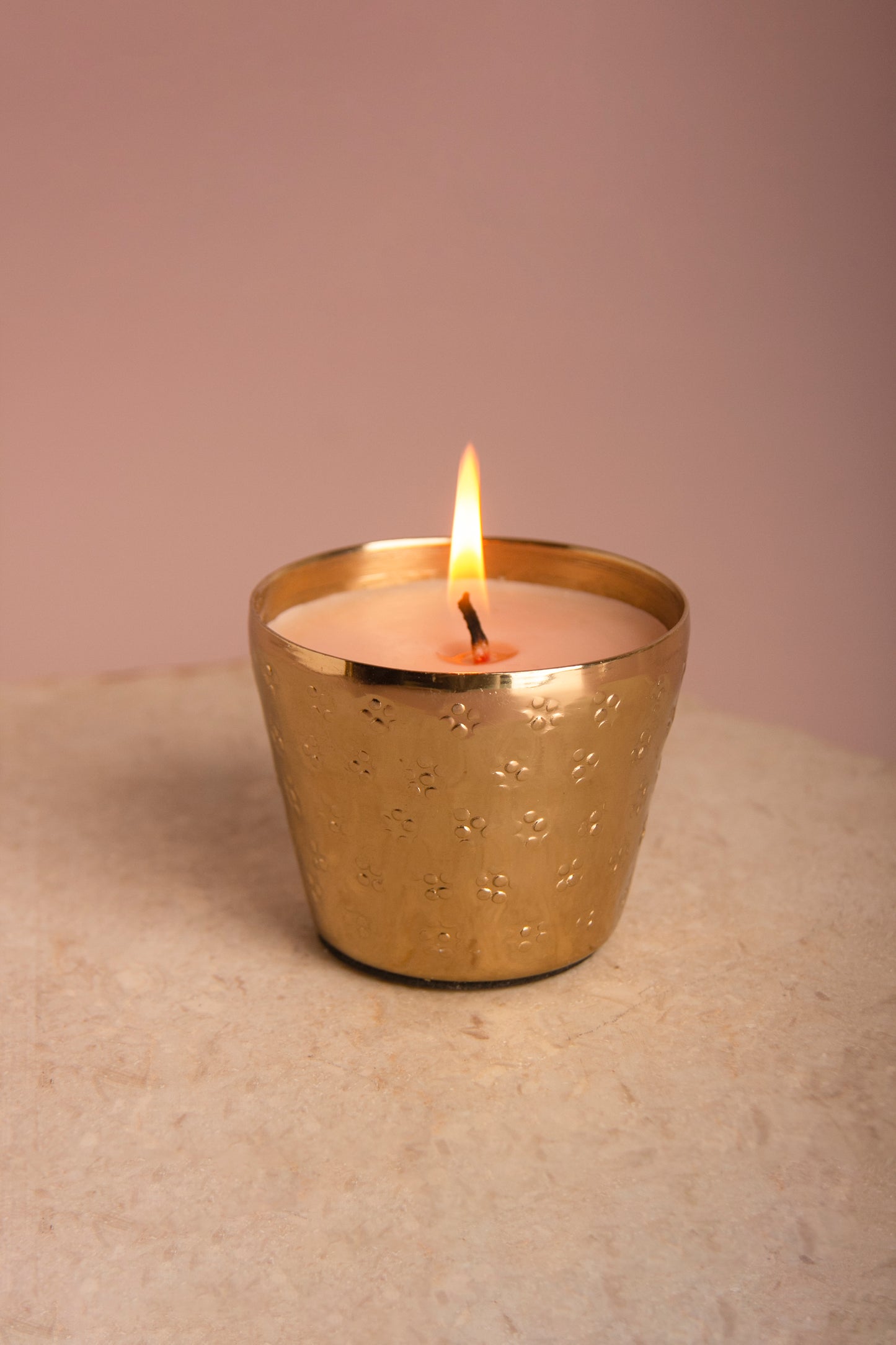 Gold-Plated Hand-Embossed Indian Jasmine Scented Candle – Mini size