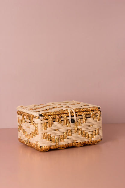 Ivory Gold Weave Gift Box