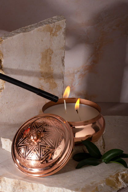 Geometric Embossed Rose Gold Double Wick Scented Candle