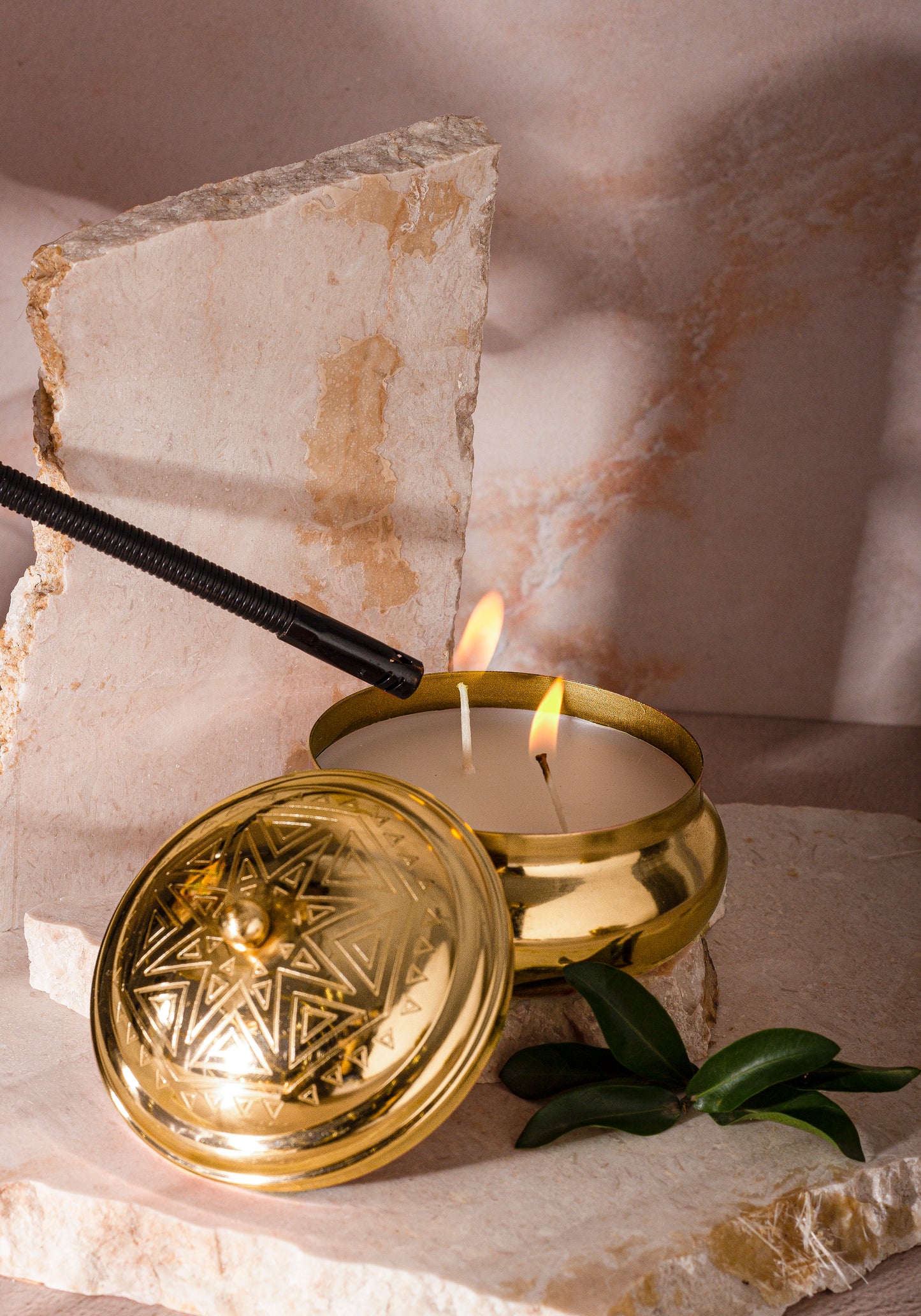 Geometric Embossed Gold Double Wick Scented Candle