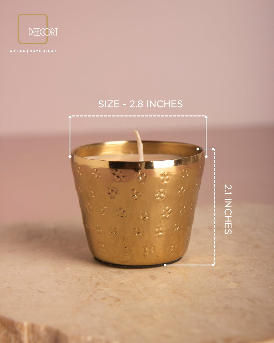 Gold-Plated Hand-Embossed Indian Jasmine Scented Candle – Mini size