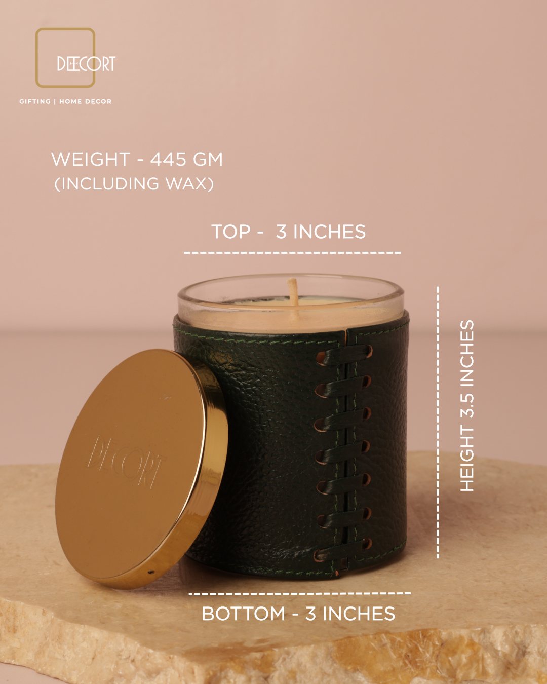 Emerald Luxe Leather Glass Candle