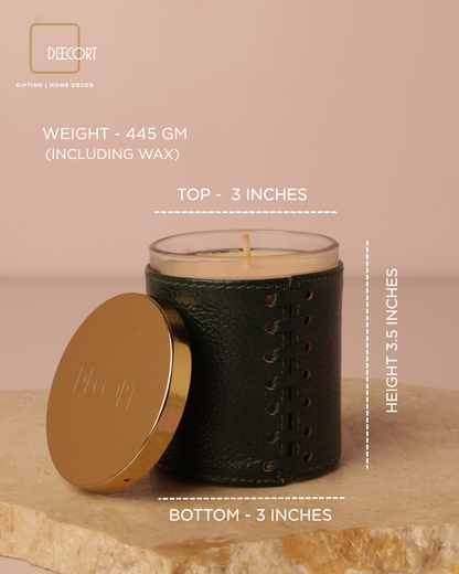 Emerald Luxe Leather Glass Candle