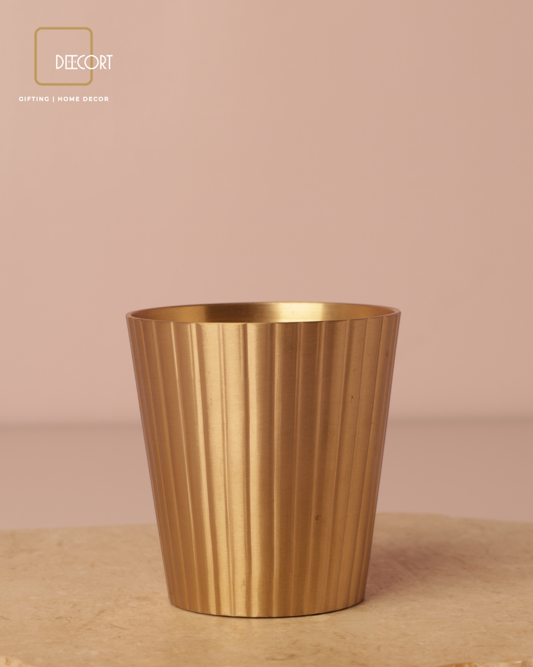Gold Taper Fluted Candle with Wooden Wick