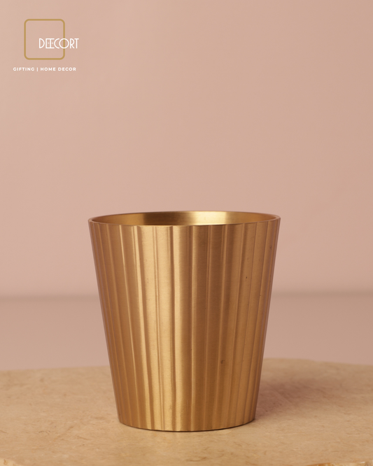 Gold Taper Fluted Candle with Wooden Wick