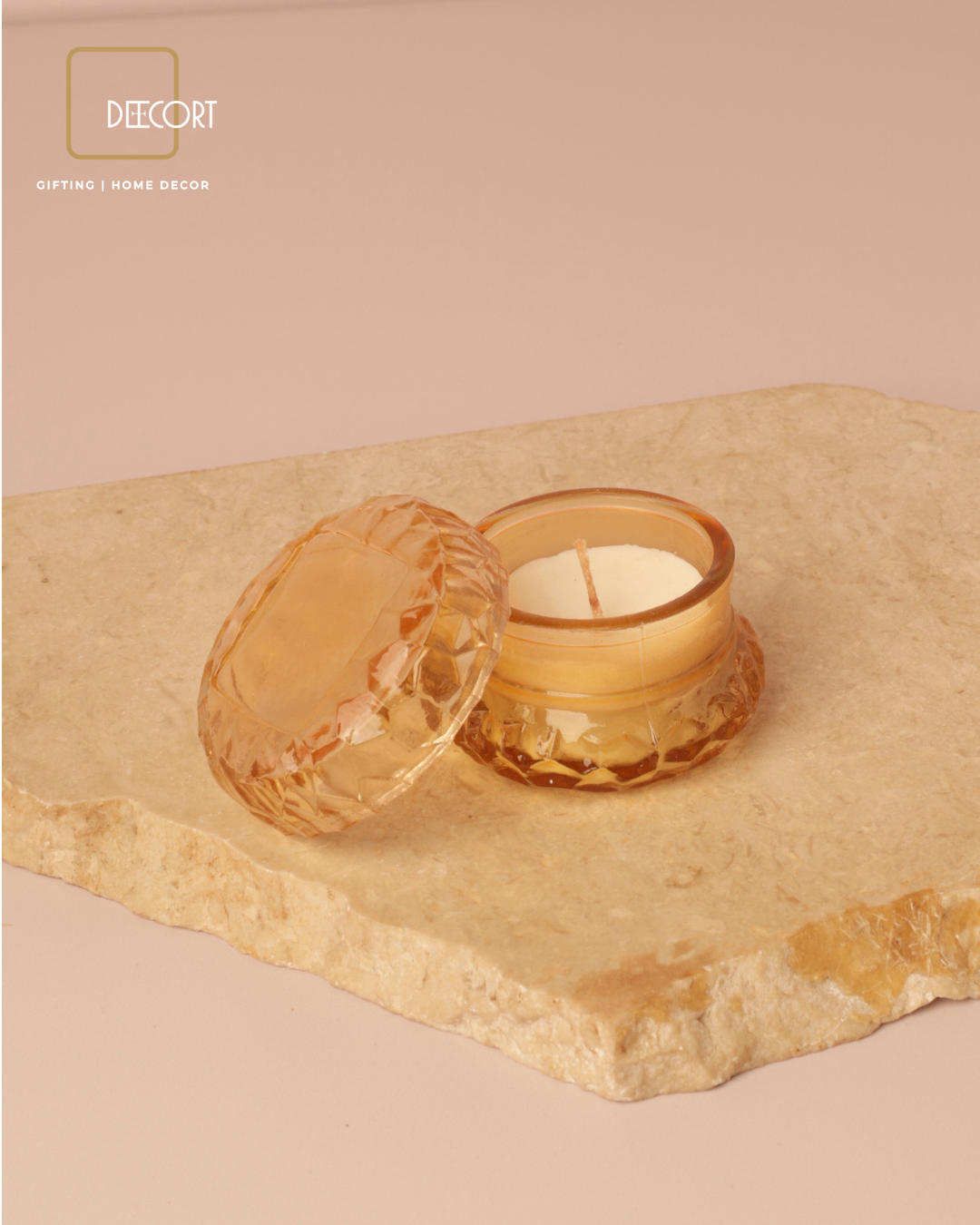 Golden Jasmine Macaron Glass Candle