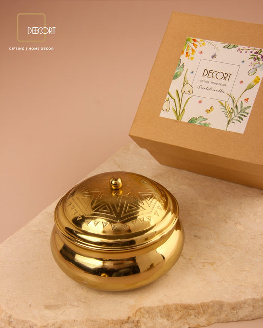 Geometric Embossed Gold Double Wick Scented Candle
