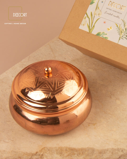 Geometric Embossed Rose Gold Double Wick Scented Candle