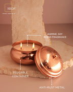 Geometric Embossed Rose Gold Double Wick Scented Candle
