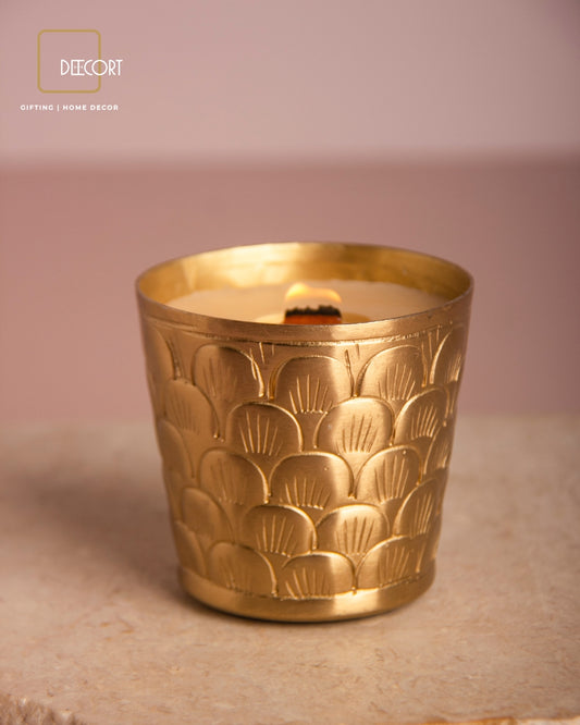 Luxury Gold Embossed Candle with Wooden Wick