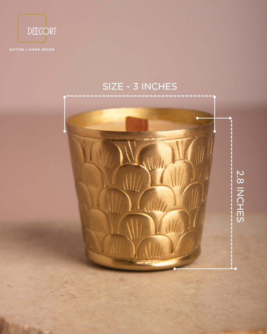 Luxury Gold Embossed Candle with Wooden Wick