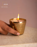 Gold-Plated Hand-Embossed Indian Jasmine Scented Candle – Mini size