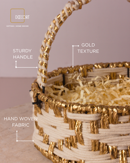 Ivory Gold Round Basket