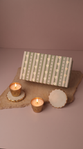 Set of 2 Glacier White Natural Marble Round Coasters with Gold Borders & Set of 2 Regal Oval Indian Jasmine-Scented Candles – Luxury Gift Set (Gift Box Included)